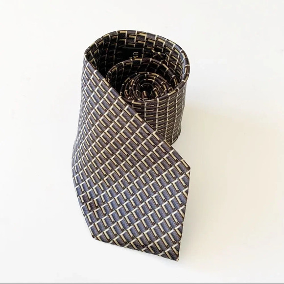 Umberto Bossi Milano All Silk Geo Print Men’s Tie Eclectic Grandpa Workwear Prom - Picture 6 of 6